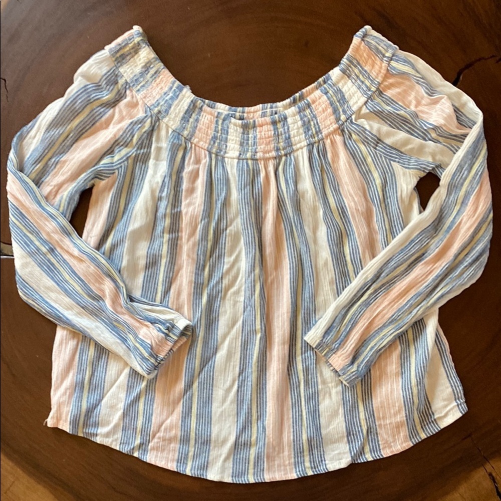Cape Juby Striped Off-Shoulder Blouse/ Size Medium